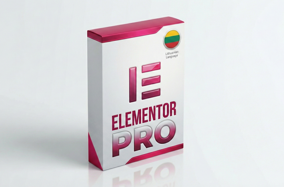 Elementor PRO Premium lietuviško vertimo paketo 3D dėžutė – Baltic Localize